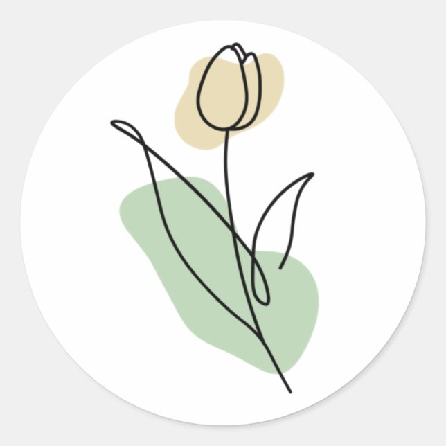 Flower Line Art   Classic Round Sticker (Front)