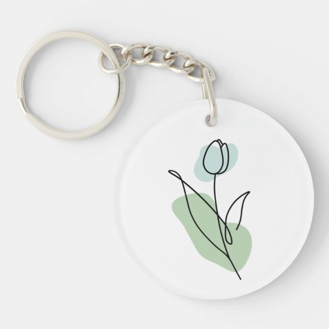 Flower Line Art    Keychain (Front)