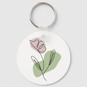 Flower Line Art  Keychain