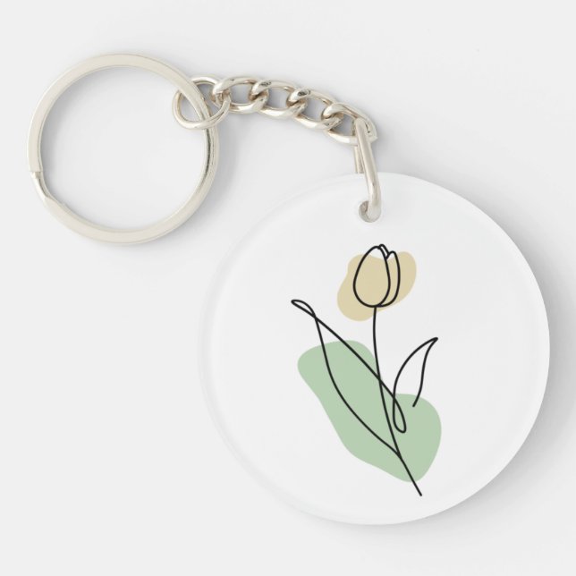 Flower Line Art     Keychain (Front)