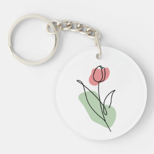 Flower Line Art Keychain