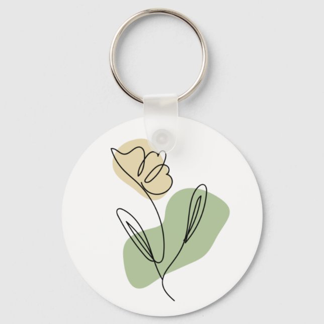 Flower Line Art  Keychain (Front)