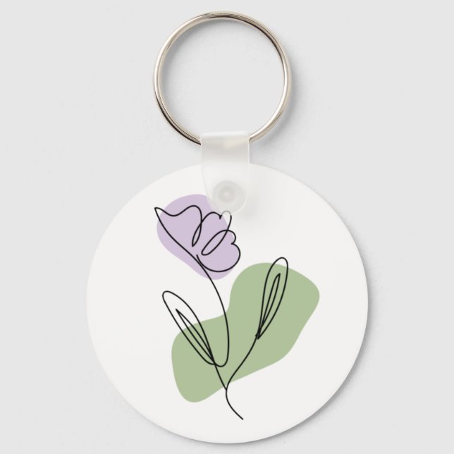Flower Line Art    Keychain (Front)