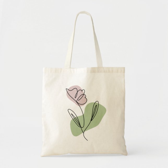 Flower Line Art Tote Bag (Front)