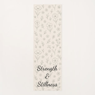 Flower Line Drawing Mindful Minimalist Quote Yoga Mat