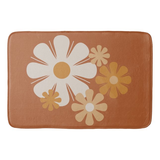 Flower Locus Retro Minimalist Floral Pattern Bath Mat (Front)