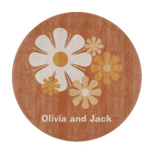 Flower Locus Retro Minimalist Floral Pattern Cutti Cutting Board