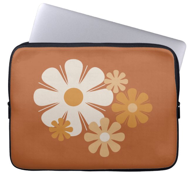 Flower Locus Retro Minimalist Floral Pattern Laptop Sleeve (Front)