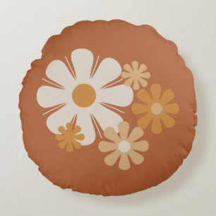 Flower Locus Retro Minimalist Floral Pattern Round Pillow