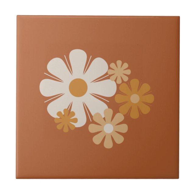 Flower Locus Retro Minimalist Floral Pattern Tile (Front)