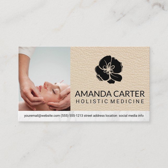 Flower Logo | Acupuncturist  Business Card (Front)
