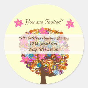 Flower Love Tree Pink Flower Wedding Seals