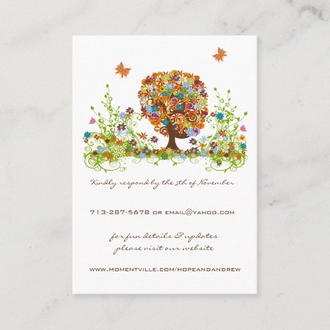 Flower Love Tree Response and Website Cards (Front)