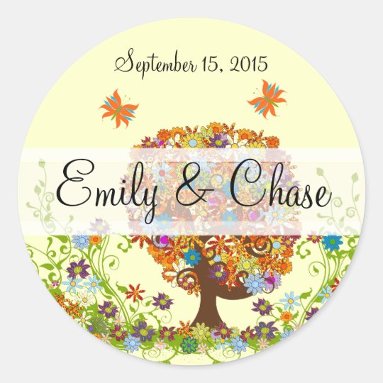Flower Love Tree Wedding Stickers