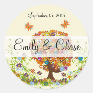Flower Love Tree Wedding Stickers