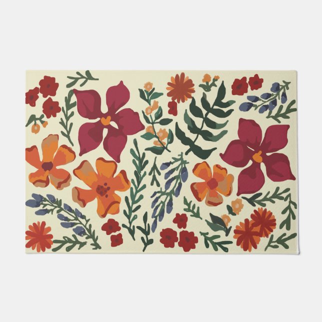 Flower Lover Doormat, Cute Flower Welcome Mat (Front)
