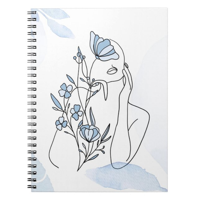 Flower Lover | Minimalist Portrait Of Wom Notebook (Front)