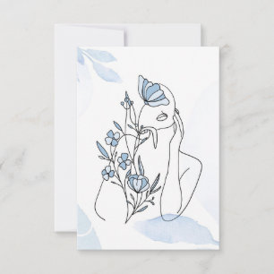 Flower Lover   Minimalist Portrait Of Wom RSVP Card