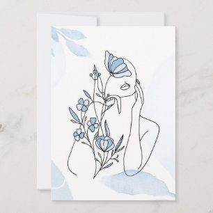 Flower Lover Minimalist Portrait Of Wom Save The Date