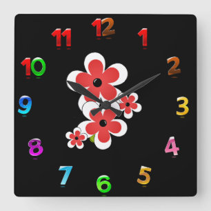 Flower lover square wall clock