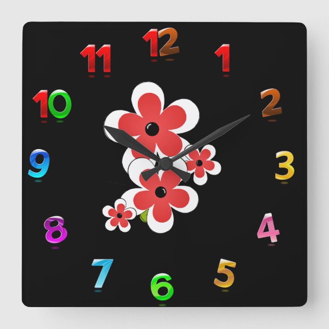 Flower lover square wall clock (Front)