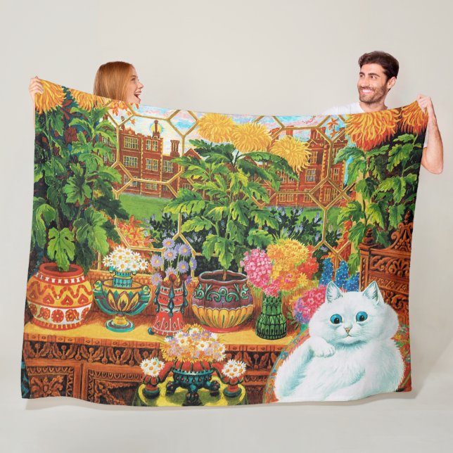 Flower Lovers Cat, Louis Wain Fleece Blanket (In Situ)