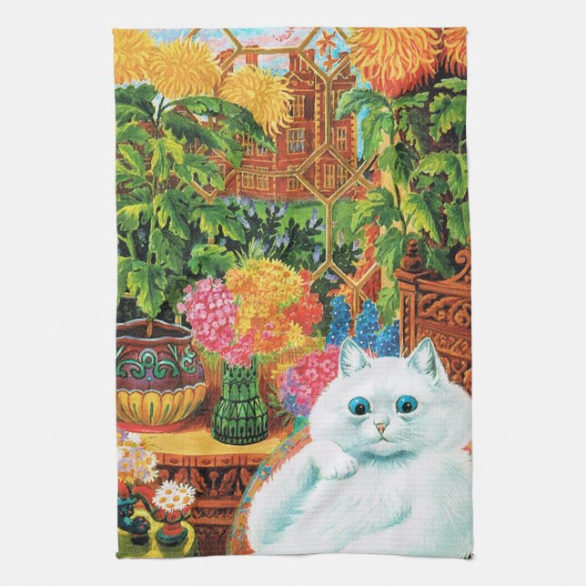 Flower Lovers Cat, Louis Wain Kitchen Towel (Vertical)