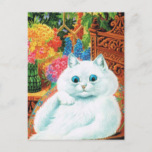 Flower Lovers Cat, Louis Wain Postcard