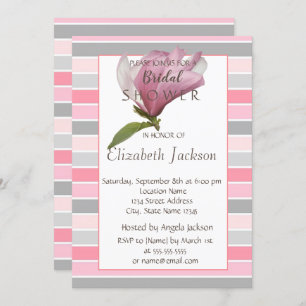 Flower,Magnolia  Stripes Bridal Shower Invitation