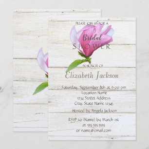 Flower,Magnolia Wood Texture  Bridal Shower Invitation