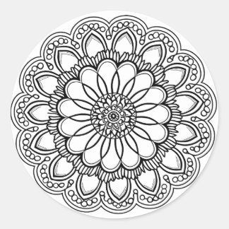 FLOWER MANDALA ART FOR SPIRITUAL MEDITATION CLASSIC ROUND STICKER