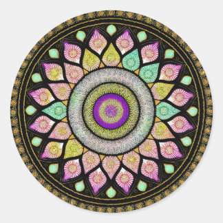 FLOWER MANDALA ART FOR SPIRITUAL MEDITATION CLASSIC ROUND STICKER