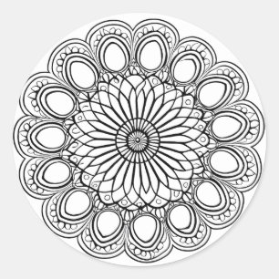 FLOWER MANDALA ART FOR SPIRITUAL MEDITATION CLASSIC ROUND STICKER