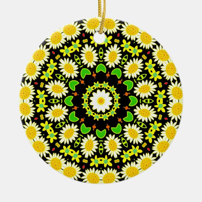 Flower Mandala Ceramic Ornament (Front)