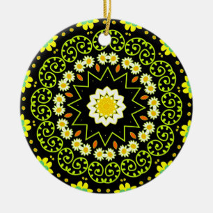 Flower Mandala Ceramic Ornament