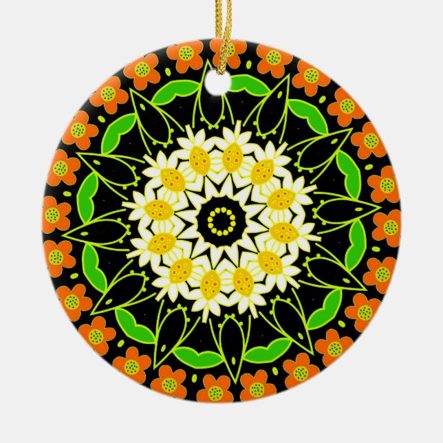 Flower Mandala Ceramic Ornament (Front)