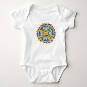 Flower Mandala  Infant Organic Creeper, Natural Baby Bodysuit