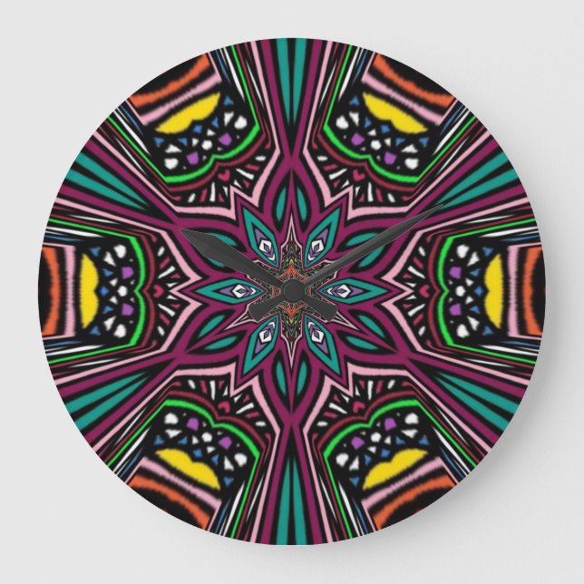flower Mandala  Large Clock (Front)