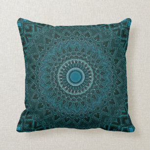 flower mandala persian engraved aged rustic yoga t throw pillow