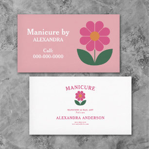 Flower & Manicure Pink Business Card