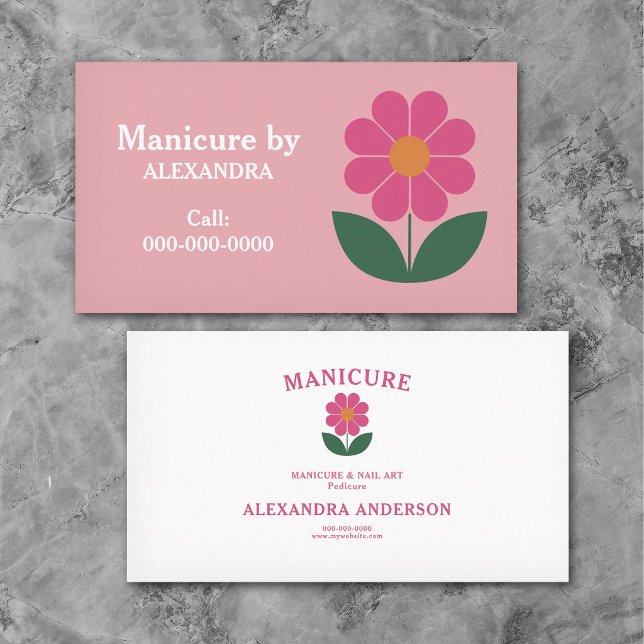 Flower & Manicure Pink Business Card (Flower & Manicure Pink Business Card)