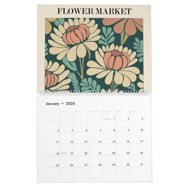 Flower Market 2 Calendar Pretty (Jan 2026)