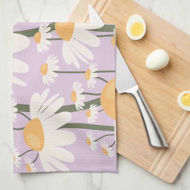 Flower Market Amsterdam Abstract Retro Daisies Kitchen Towel (Quarter Fold)