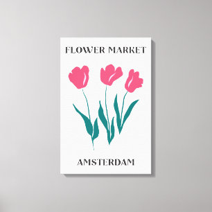 Flower Market Amsterdam Pink Tulips Floral Canvas Print