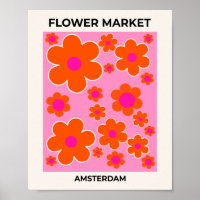 Flower Market Amsterdam Retro Flowers Pink Orange