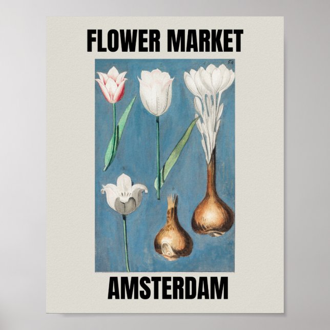 Flower Market Amsterdam Vintage Tulip   Poster (Front)