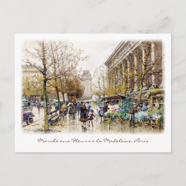 Flower Market at the Madeleine, Paris Postcard (Front)