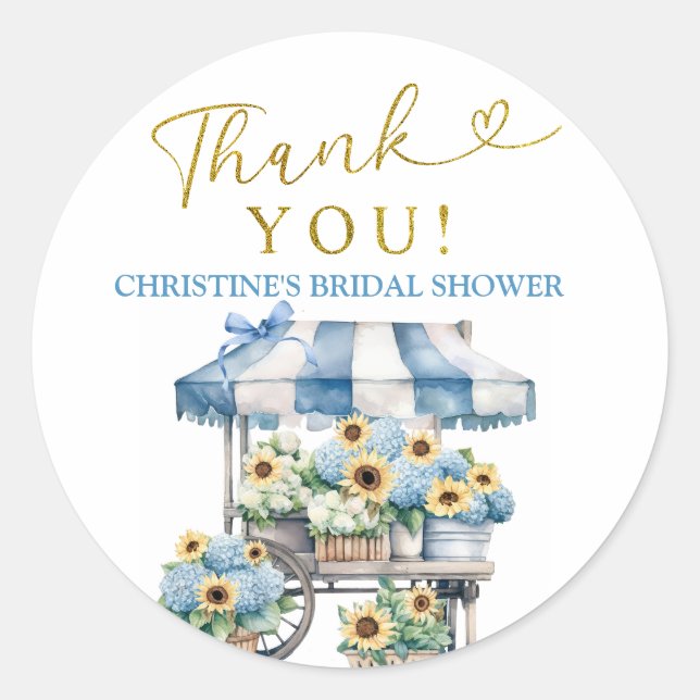 Flower Market Bridal Shower Thank You Sticker (Front)