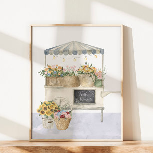 Flower Market Chart Watercolor Cottagecore Art
