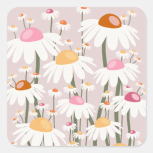 Flower Market Copenhagen Blush Pink Floral Pattern Square Sticker
